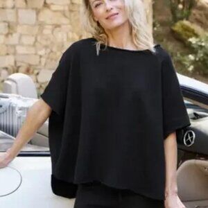FRANK&EILEEN Capelet Sweatshirt Poncho O/S Black Oversized 1/2-Sleeve Like New